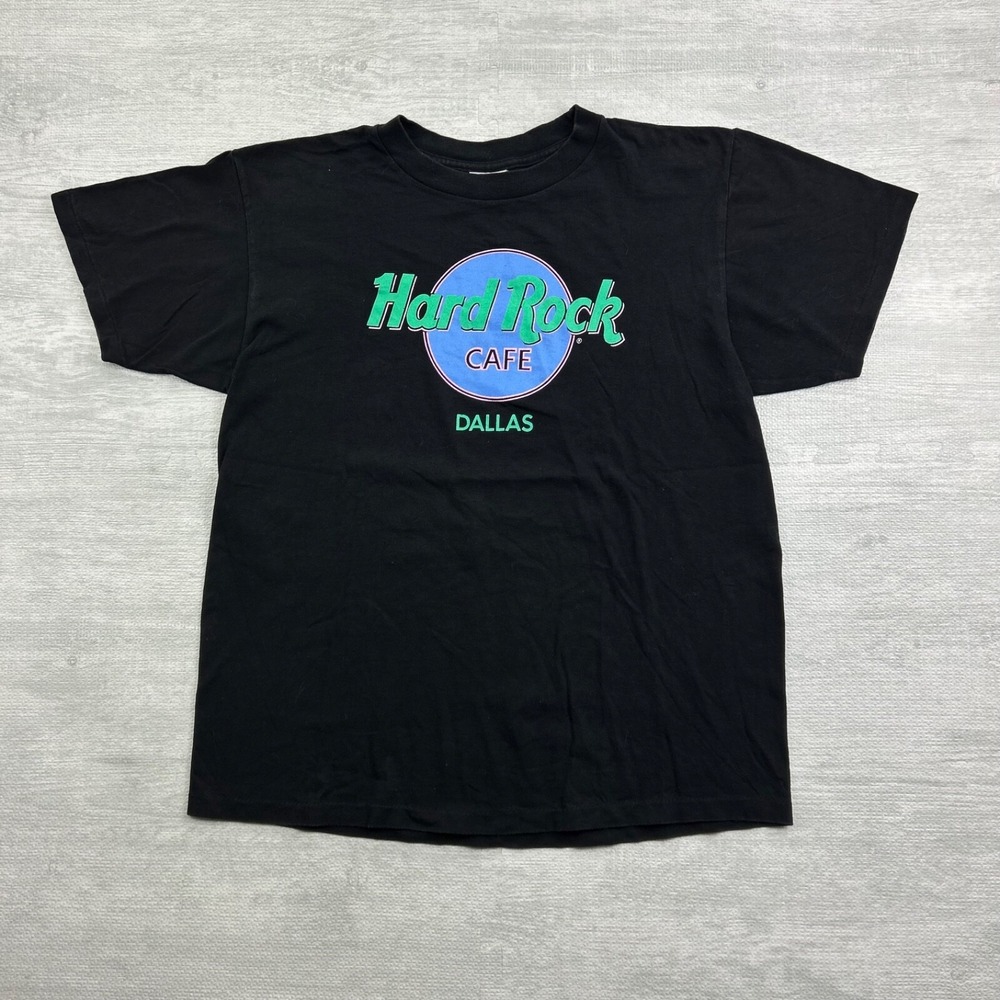 Vintage 90s Hard Rock Cafe Shirt Size Large Black Dallas Texas